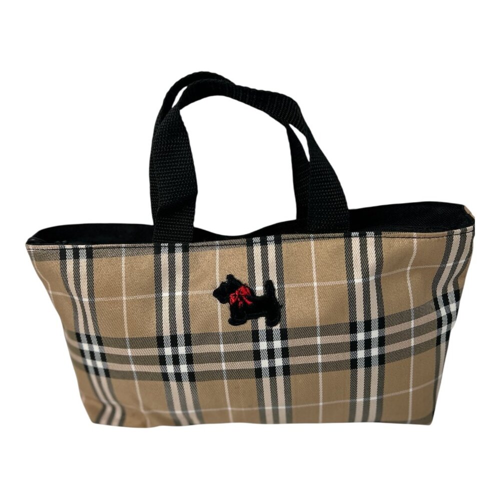 Plaid Mini Bag with Dog Motif